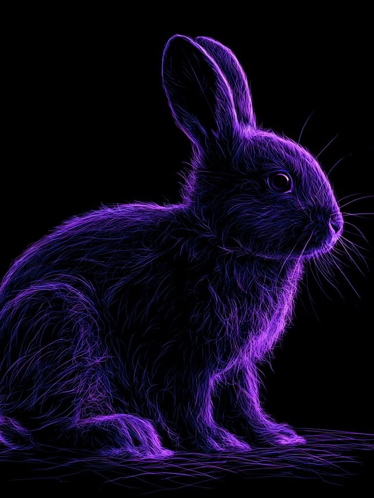 Neon Rabbit Illustration Poster. poster — animals art