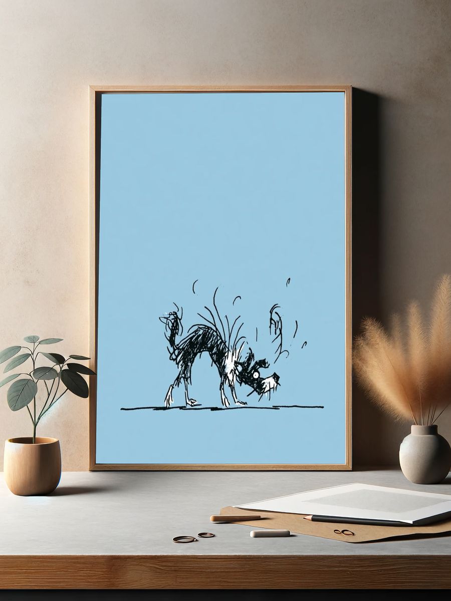 Playful Dog Sketch Print. — room view 2