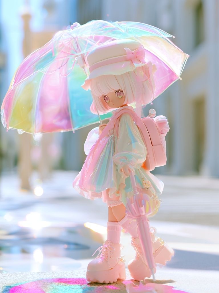 Pastel Anime Girl with Umbrella Print. poster — anime art