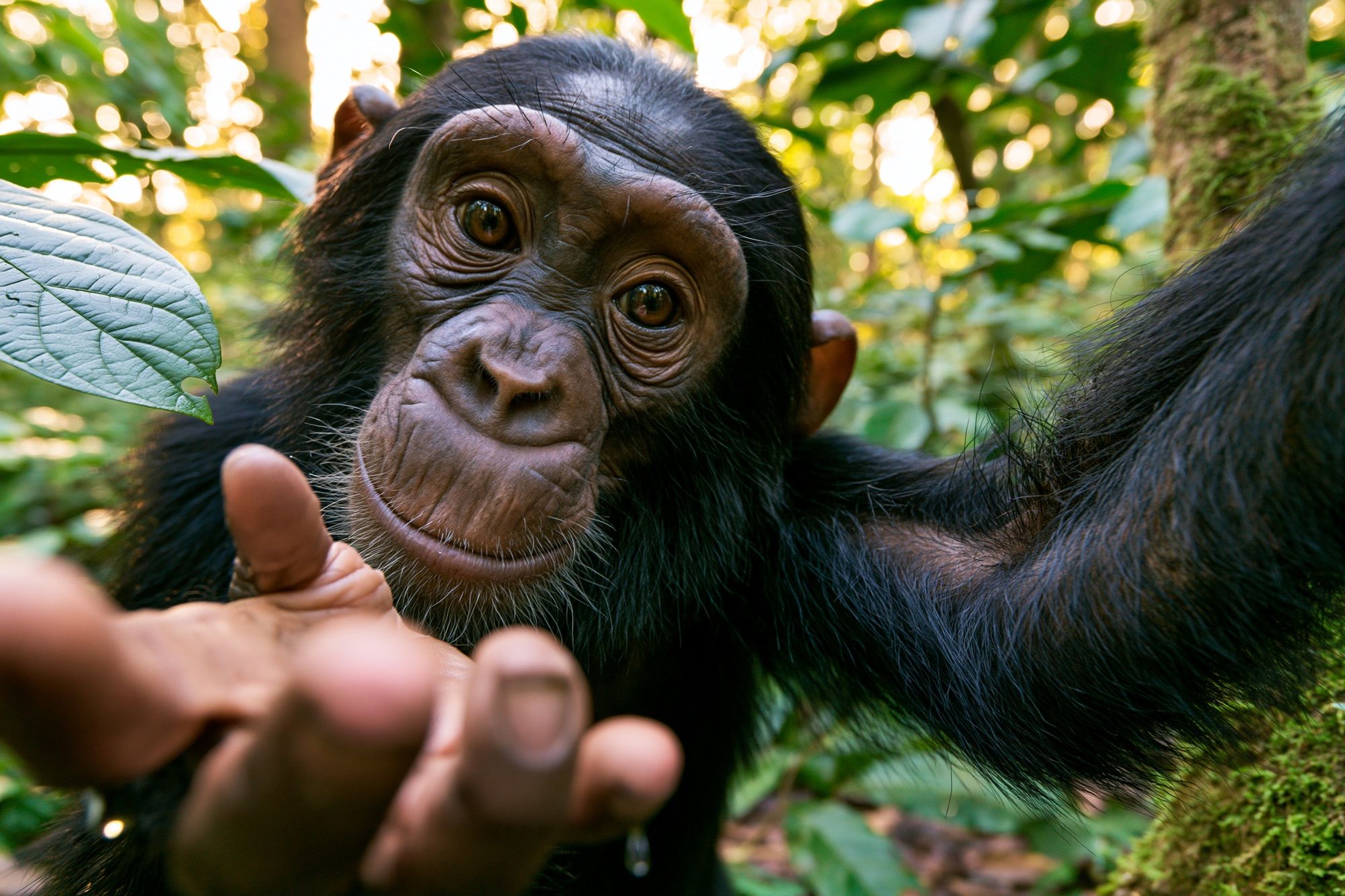 Curious Chimpanzee Portrait Poster. poster — animals art