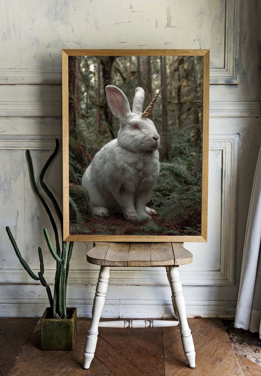 Unicorn Rabbit Forest Poster room preview
