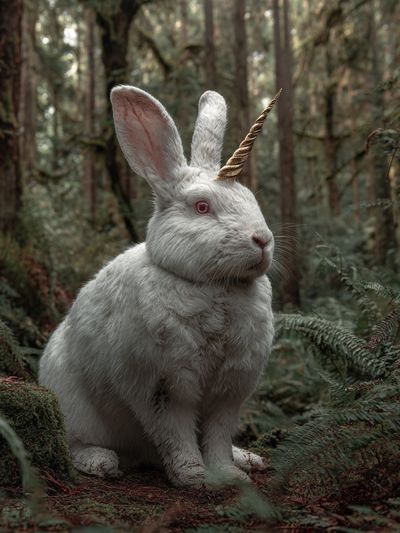 Unicorn Rabbit Forest Poster. poster