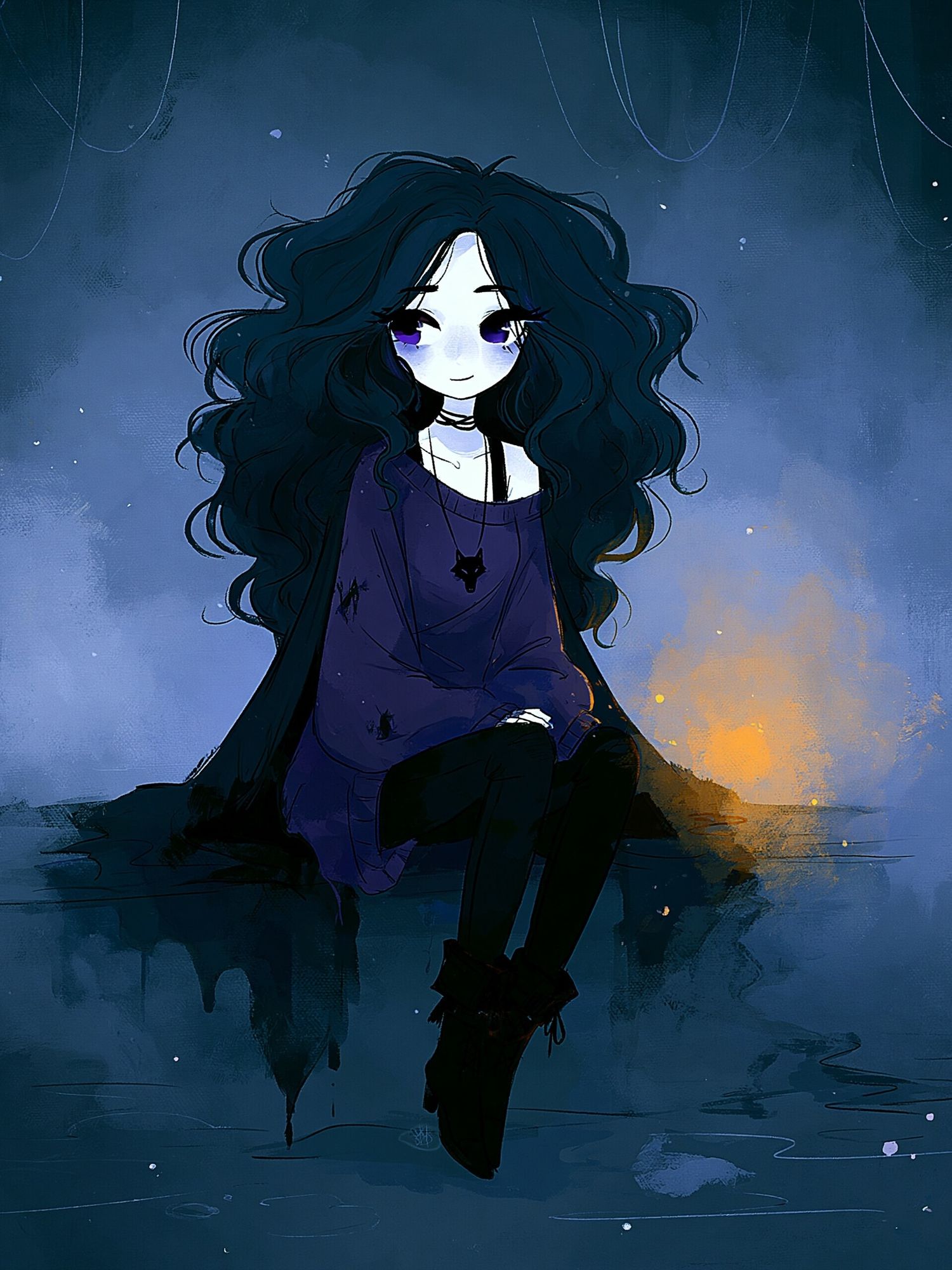 Gothic Girl Portrait Illustration Poster. poster — anime art