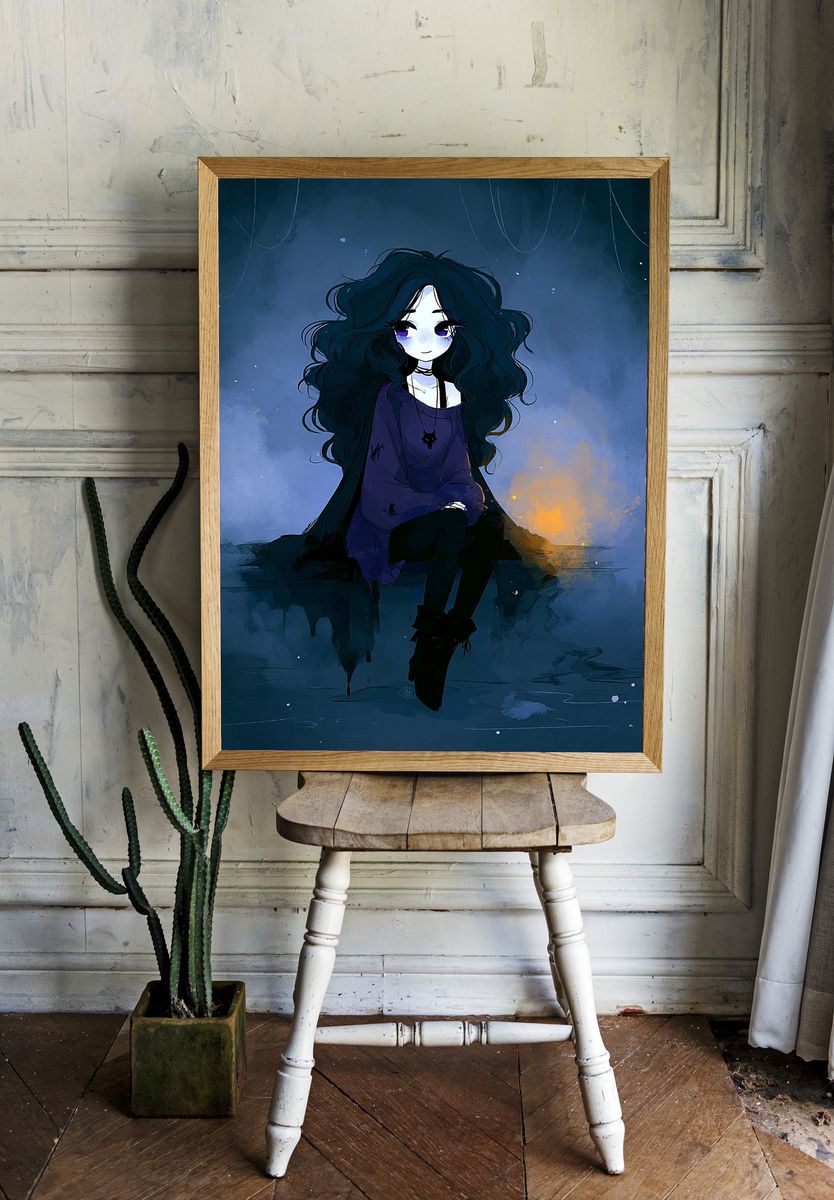 Gothic Girl Portrait Illustration Poster. — room view 1