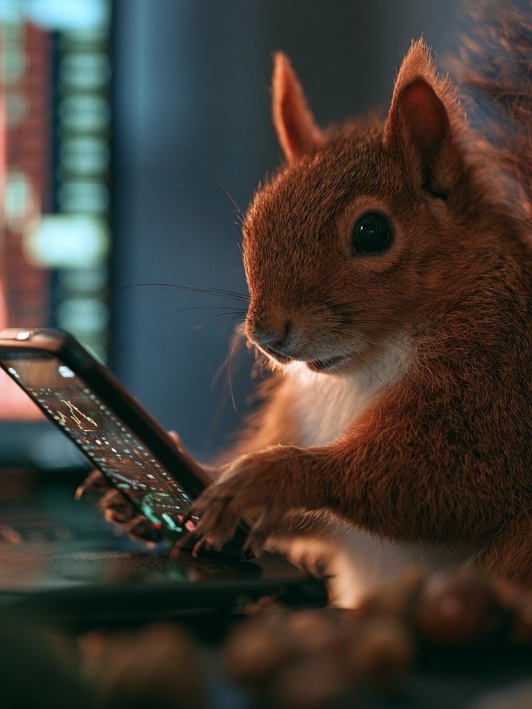Squirrel with Smartphone Photography Poster. poster detail