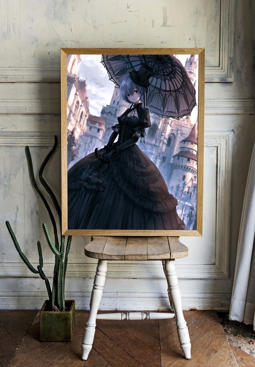 Gothic Anime Girl Illustration Poster. — room view 1