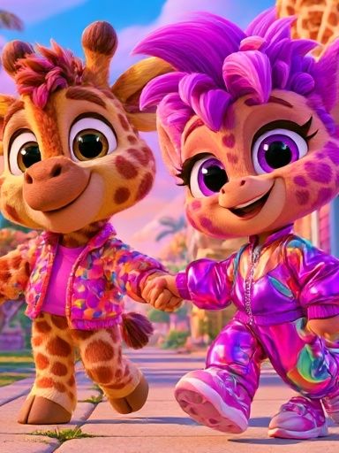 Cute Giraffe Friends Illustration Poster. poster — animals art