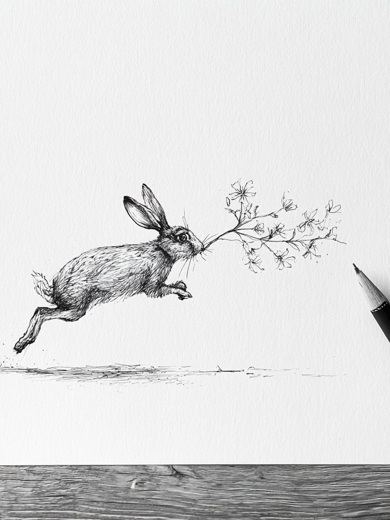 Leaping Hare Line Art Poster. poster — animals art