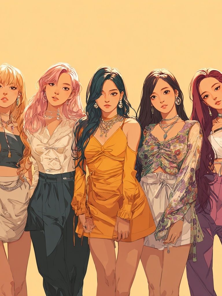 K-Pop Girl Group Illustration Poster. poster — anime art