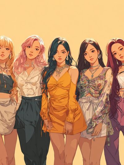 K-Pop Girl Group Illustration Poster.
