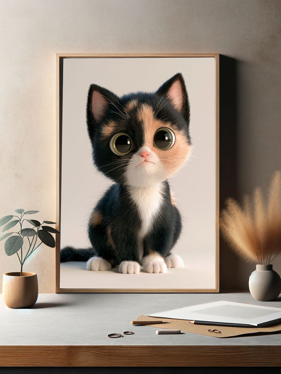 Cute Calico Kitten Photography Poster. — room view 2