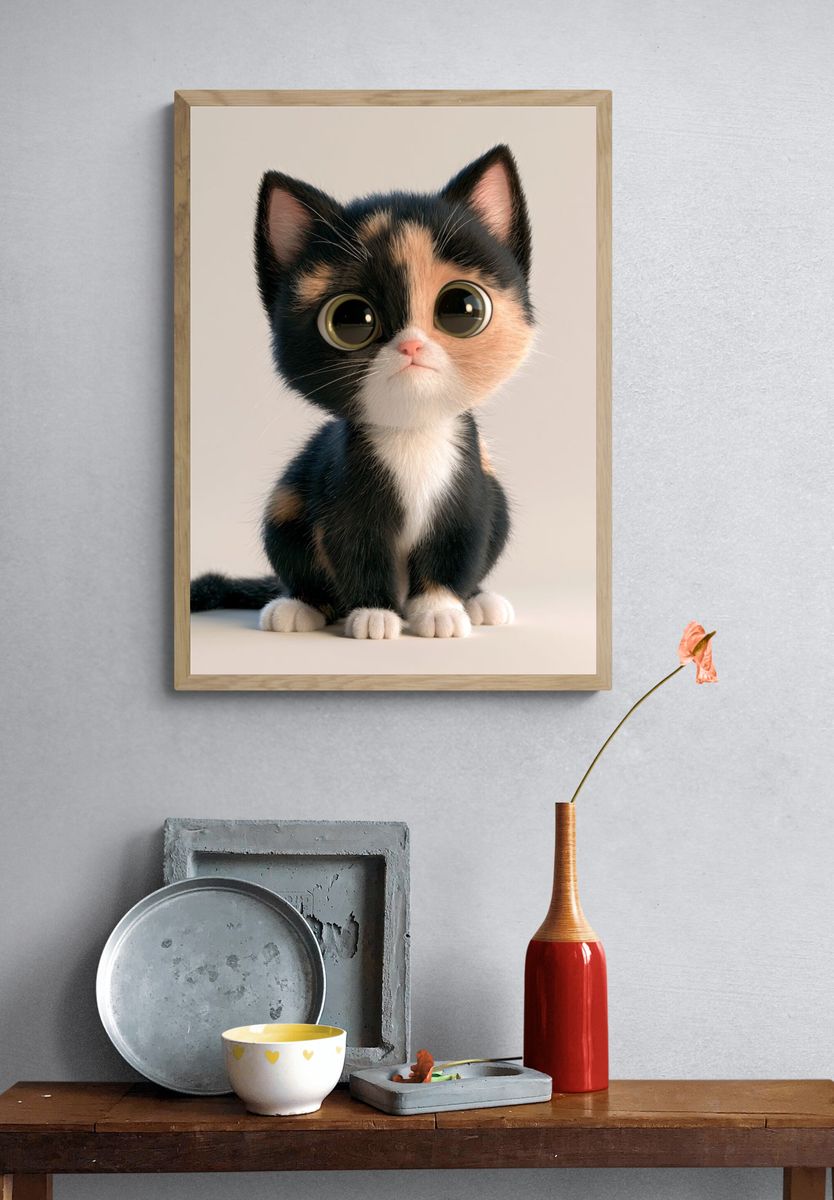 Cute Calico Kitten Photography Poster. — room view 3