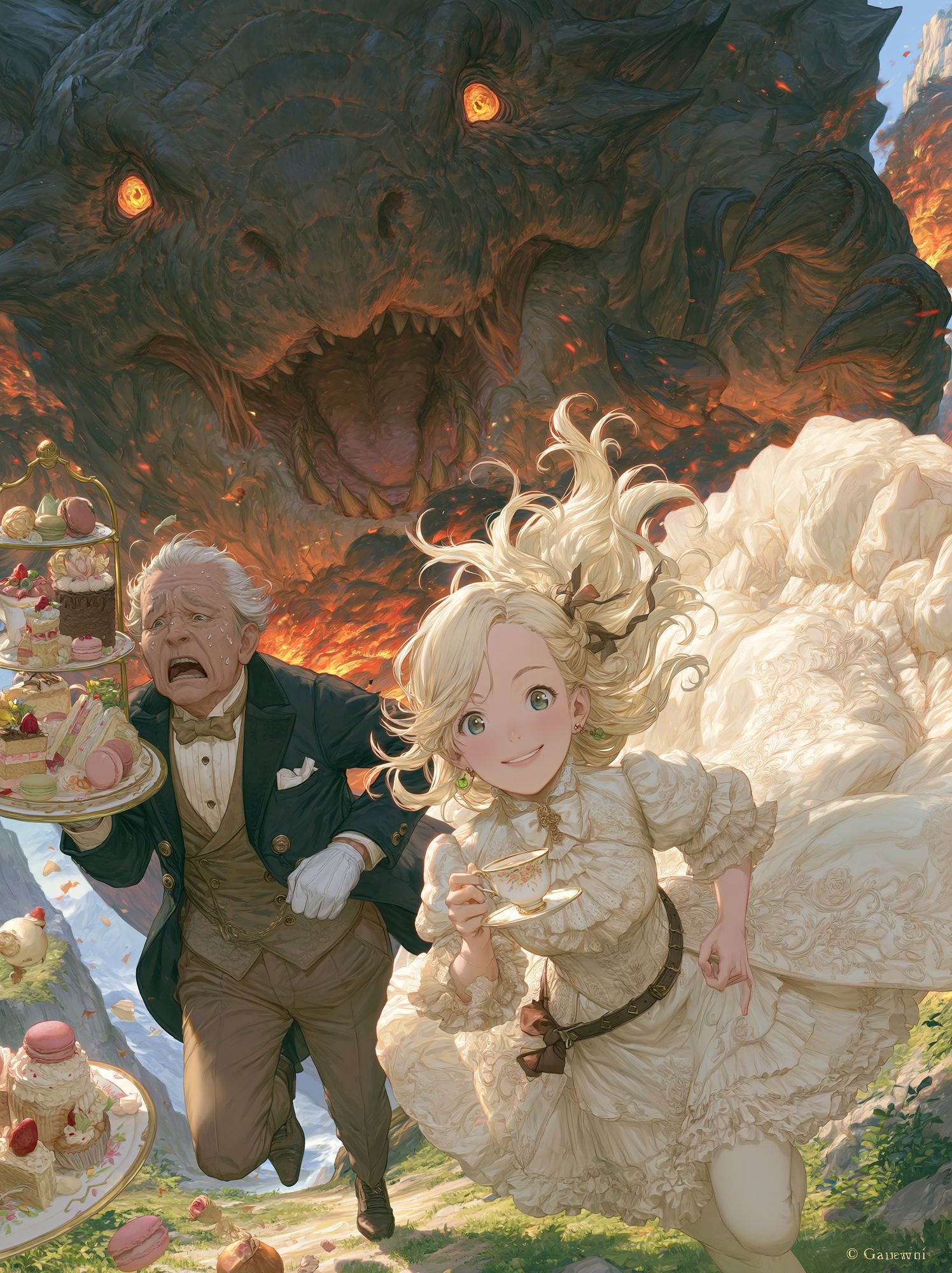 Fantasy Tea Party Dragon Poster. poster detail