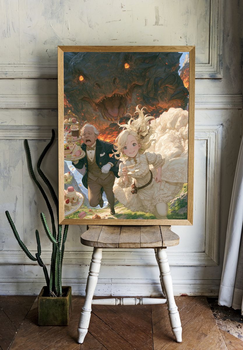 Fantasy Tea Party Dragon Poster. — room view 1