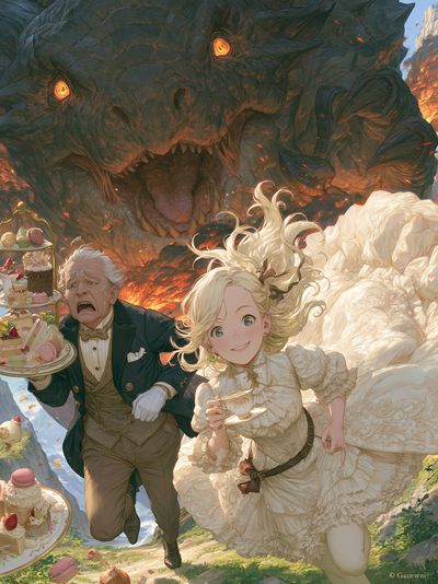 Fantasy Tea Party Dragon Poster.