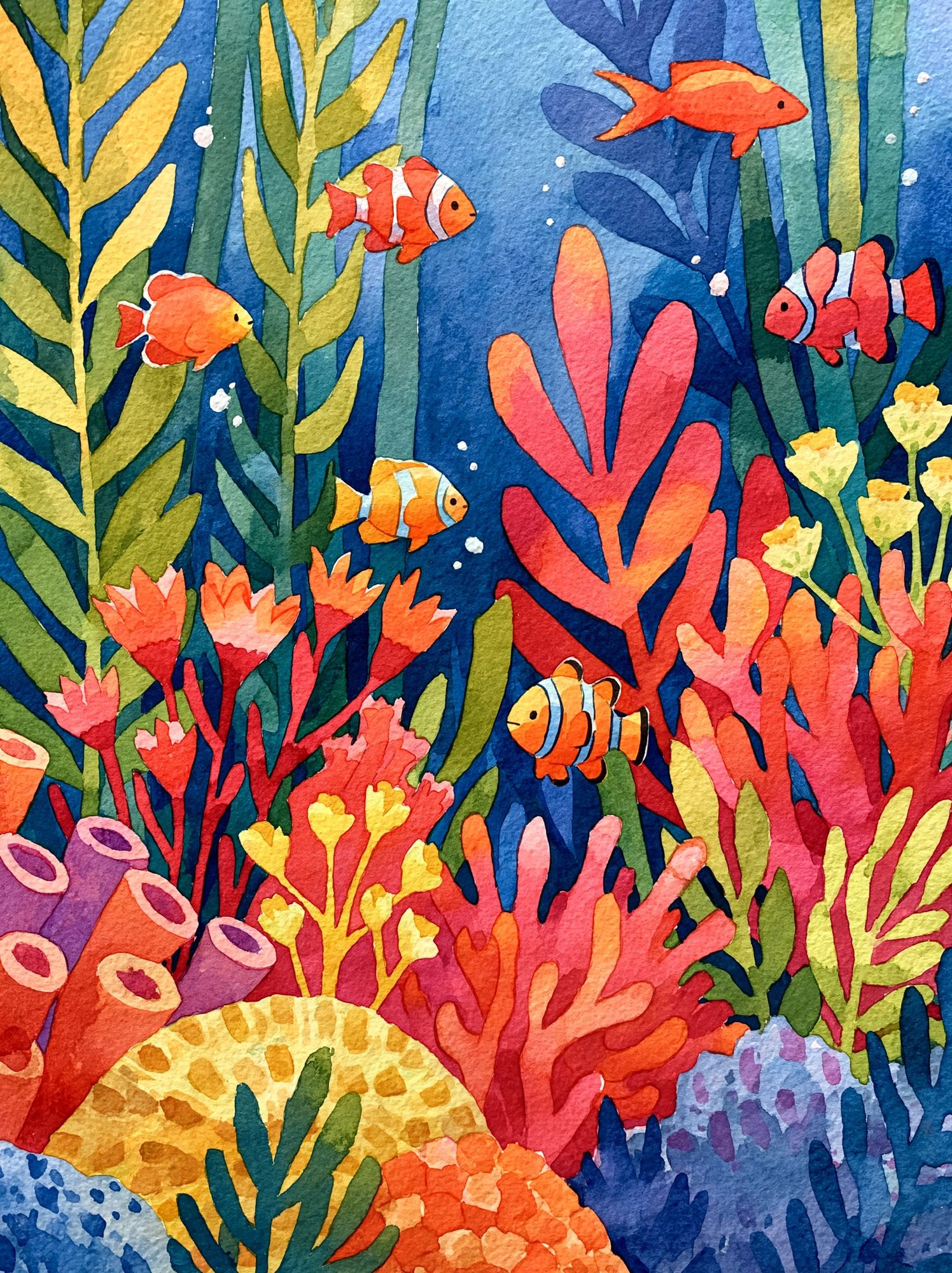 Colorful Coral Reef Illustration Poster. poster detail
