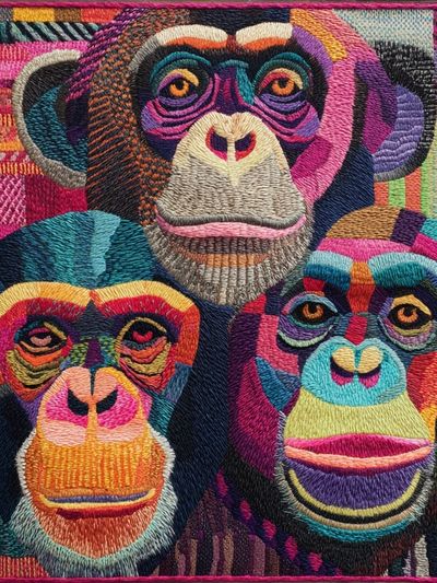 Colorful Chimpanzee Portrait Poster. poster print