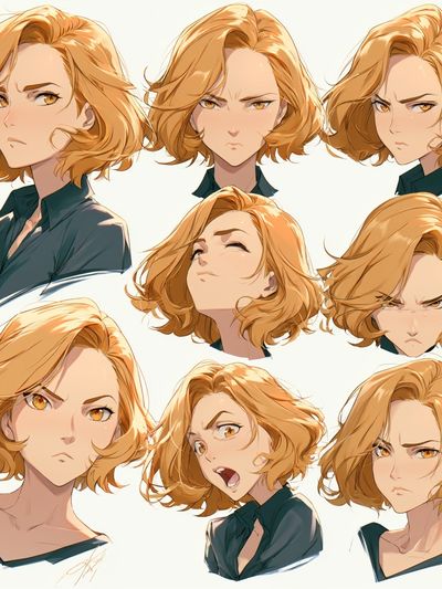 Anime Character Expressions Illustration Poster.
