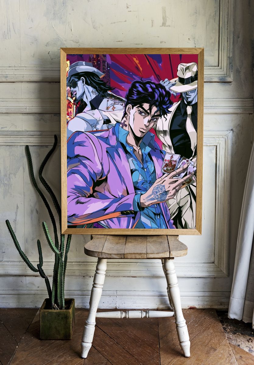 JoJo-Inspired Trio Anime Poster. — room view 1
