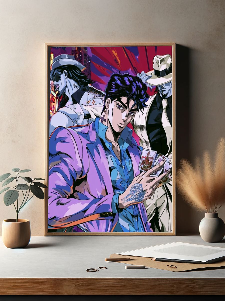 JoJo-Inspired Trio Anime Poster. — room view 2