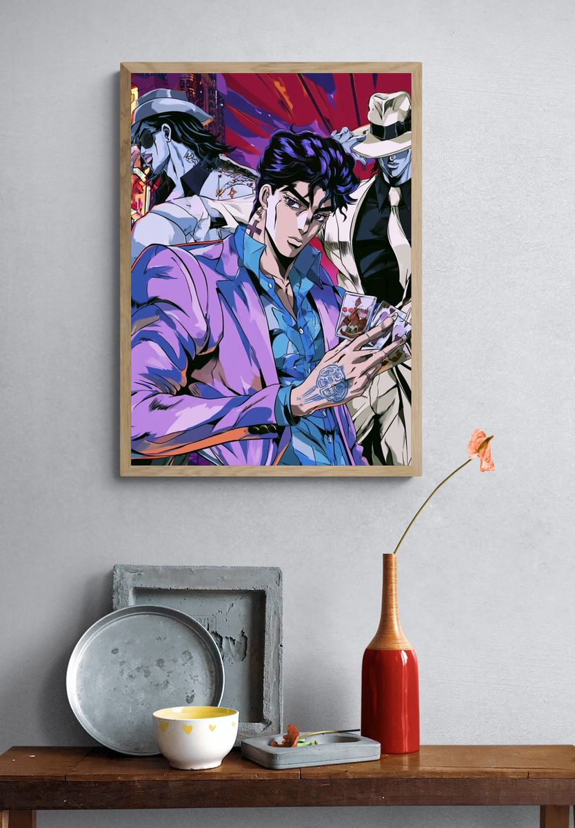 JoJo-Inspired Trio Anime Poster. — room view 3