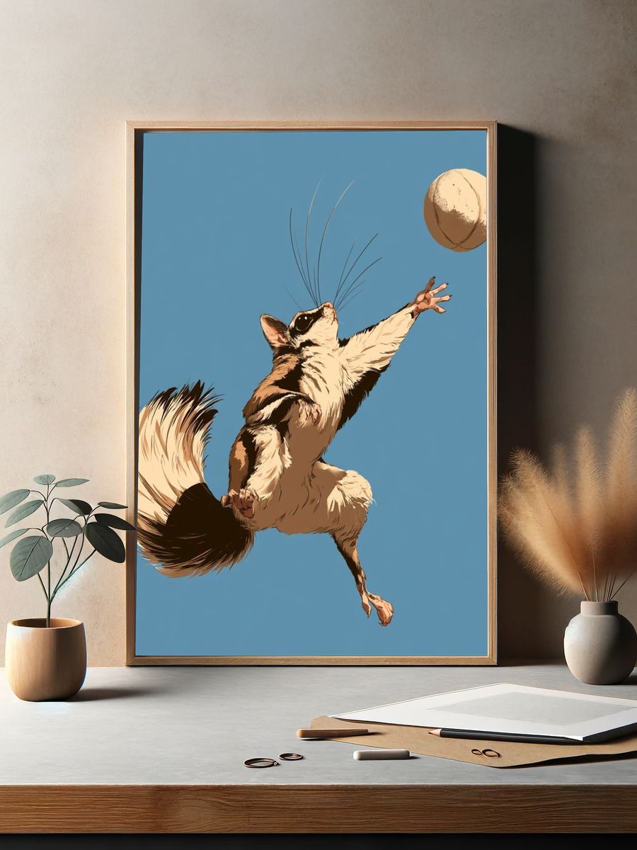 Flying Squirrel Illustration Poster. — room view 2