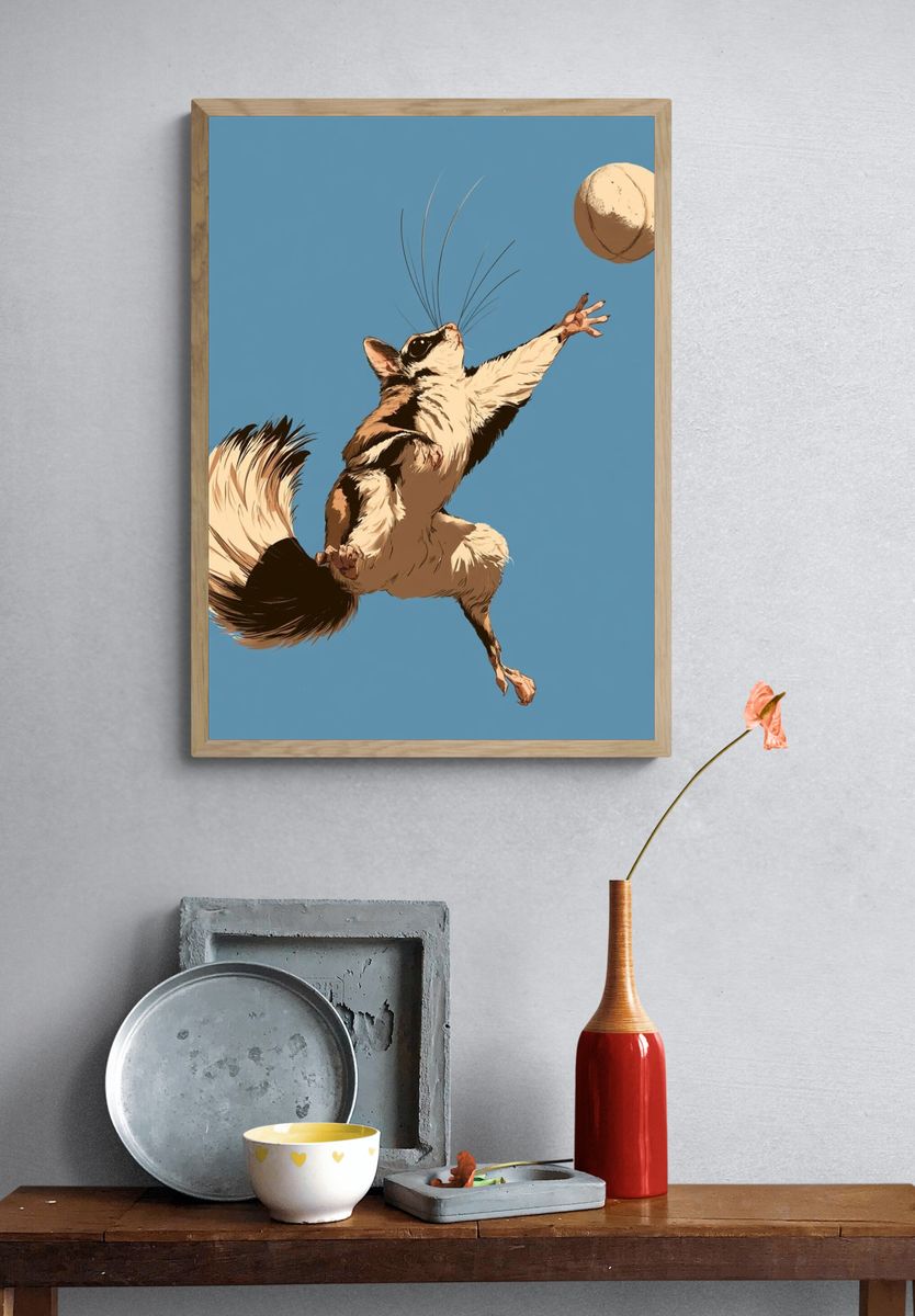Flying Squirrel Illustration Poster. — room view 3