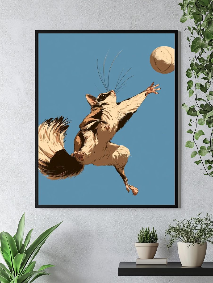 Flying Squirrel Illustration Poster. — room view 4