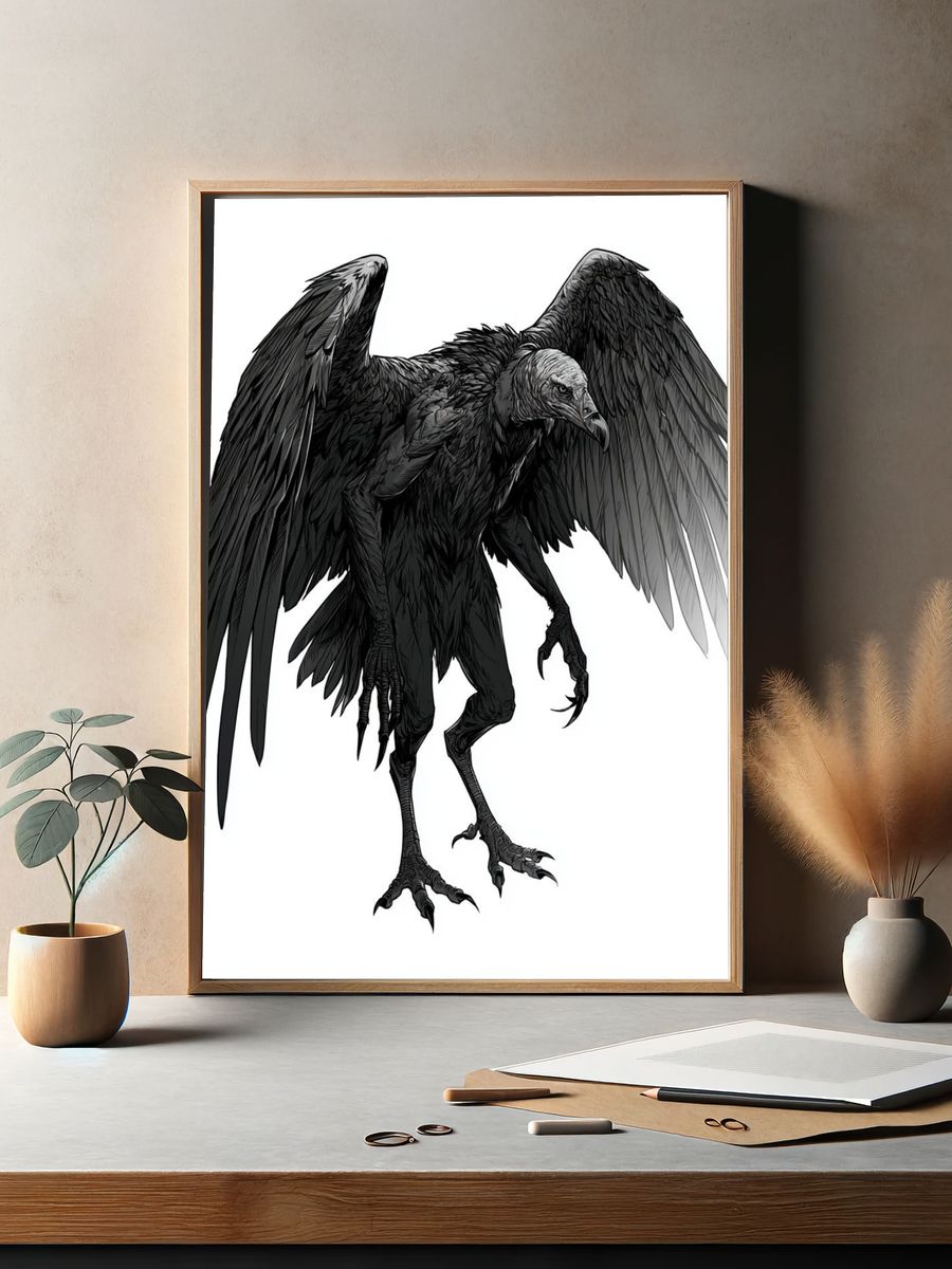 Black Vulture Illustration Poster. — room view 2