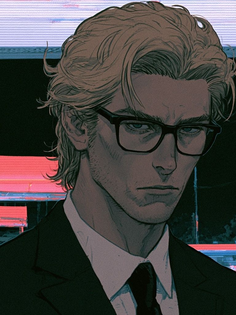 Brooding Anime Portrait Print. poster — anime art