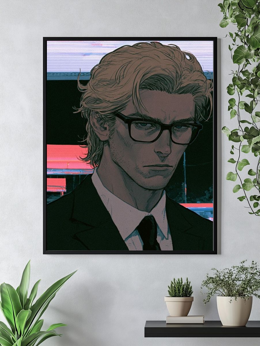 Brooding Anime Portrait Print. — room view 4