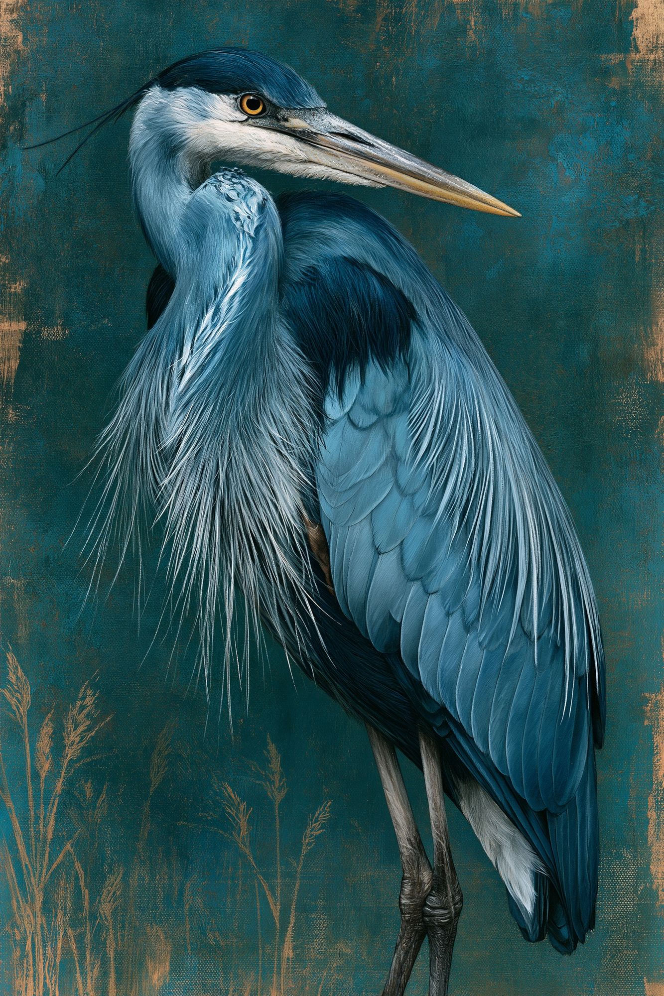 Blue Heron Portrait Print. poster detail