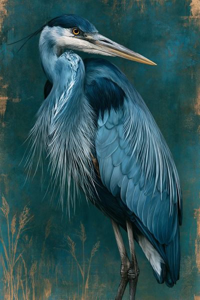 Blue Heron Portrait Print. poster