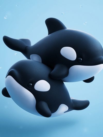 Cute Orca Duo Illustration Poster. poster