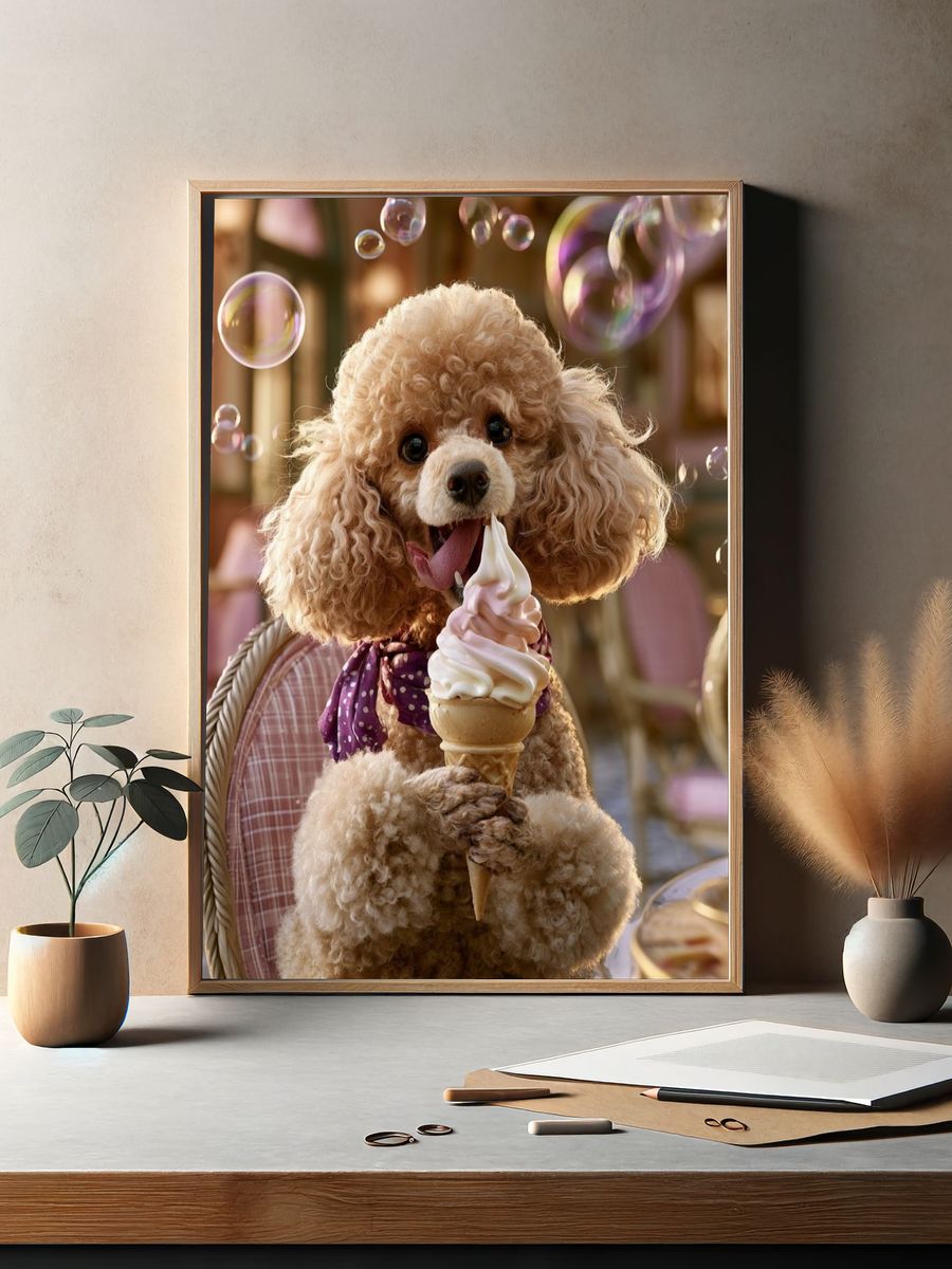 Poodle with Ice Cream Poster. — room view 2