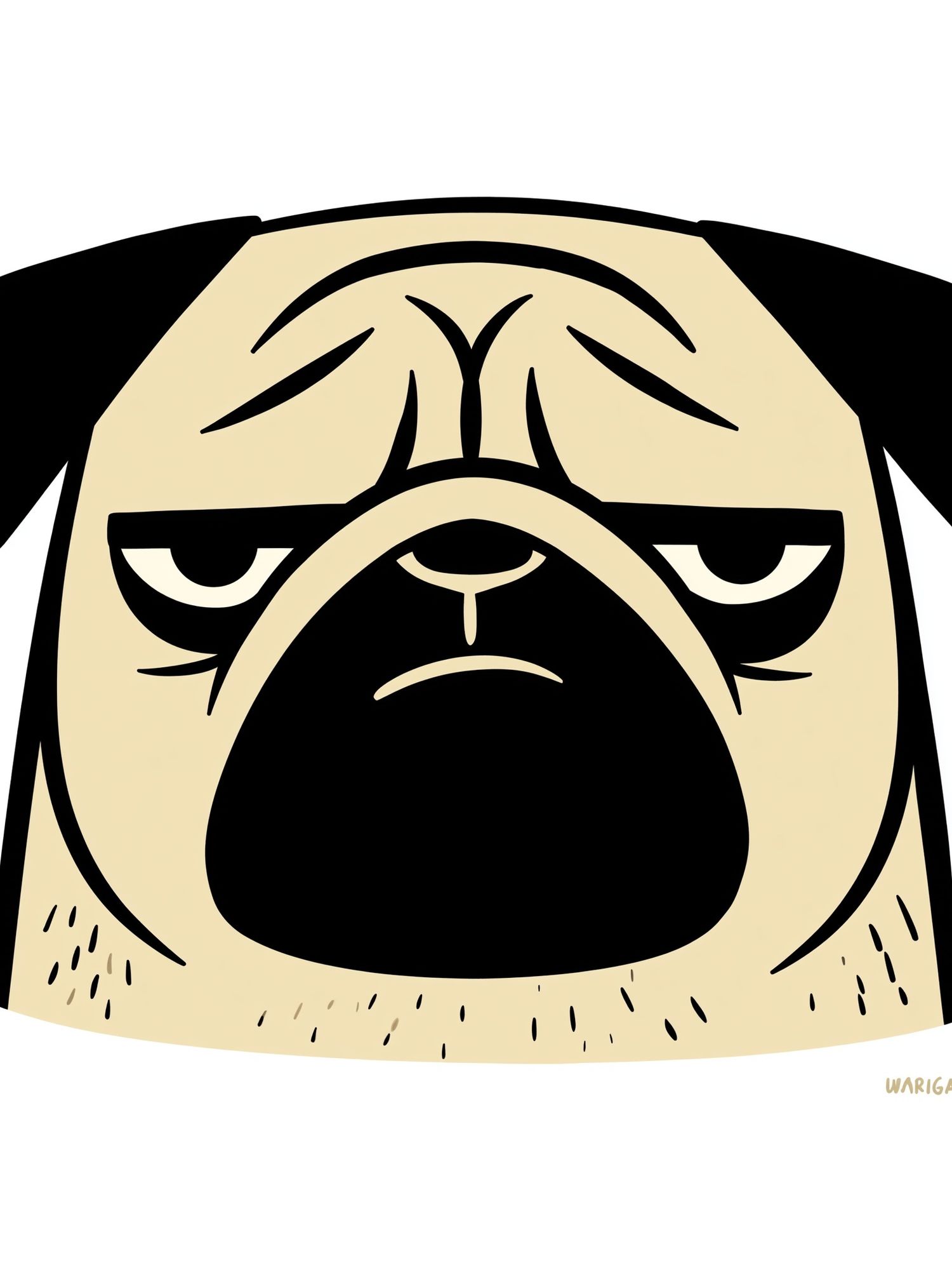 Grumpy Pug Illustration Poster. poster — animals art