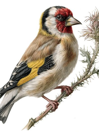 European Goldfinch Botanical Print. poster