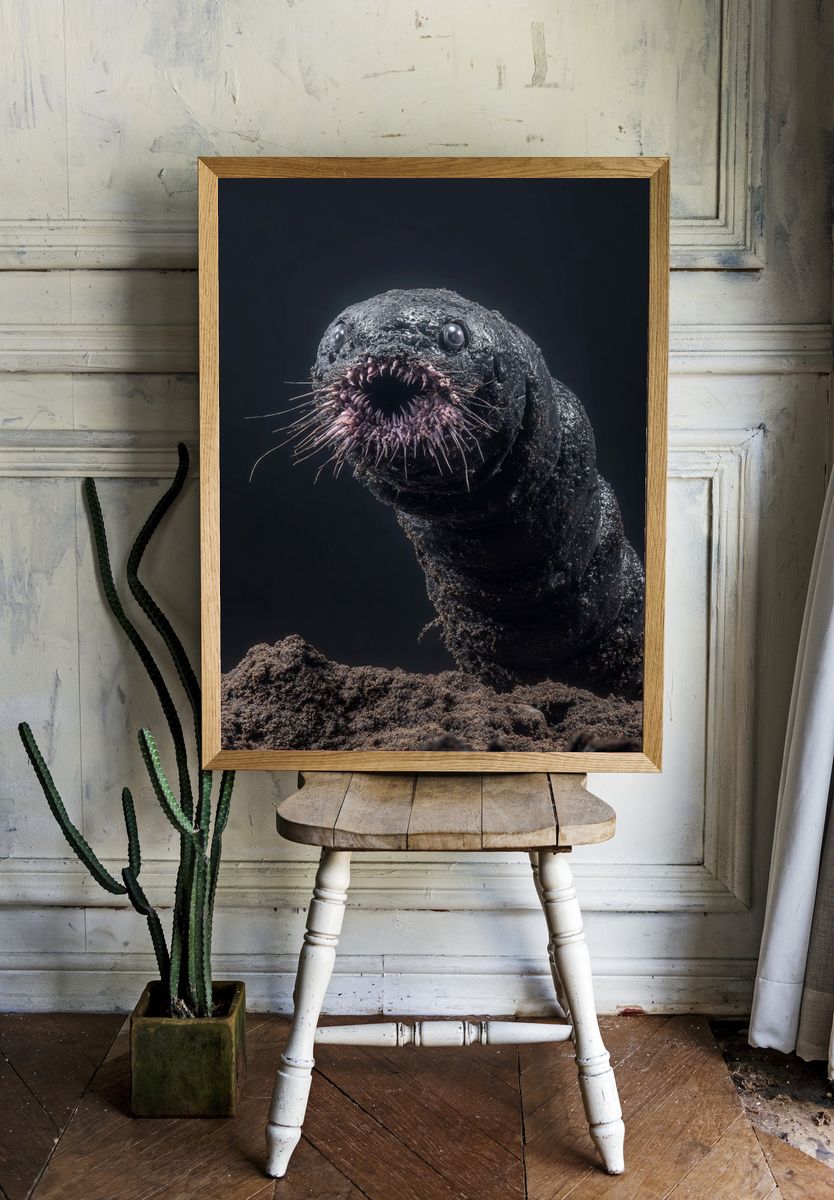 Deep-Sea Worm Portrait Print. — room view 1