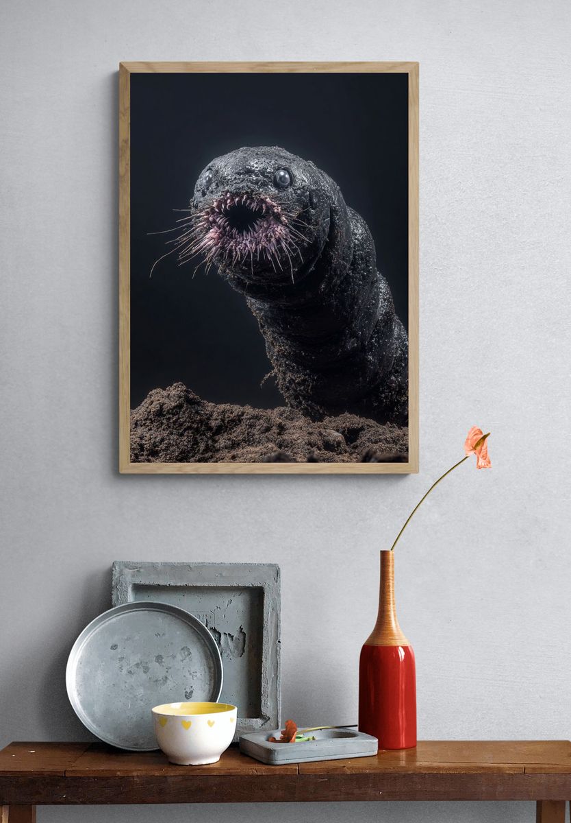 Deep-Sea Worm Portrait Print. — room view 3