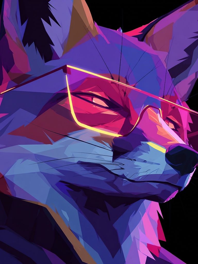 Neon Fox Digital Art Poster. poster — animals art