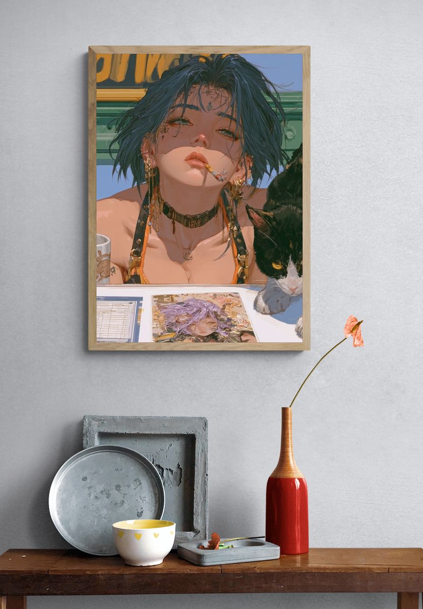 Anime Catgirl Café Poster. — room view 3