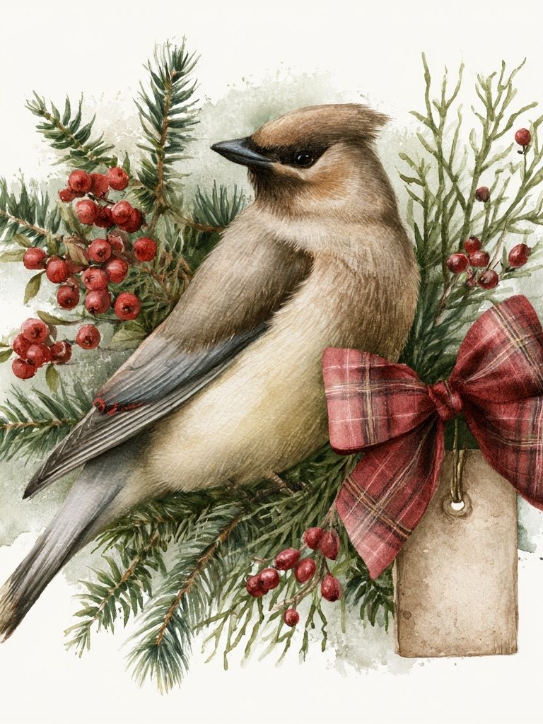Cedar Waxwing Watercolor Poster. poster — animals art