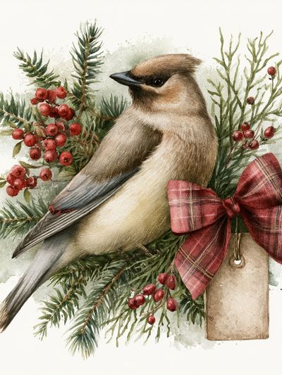 Cedar Waxwing Watercolor Poster. poster