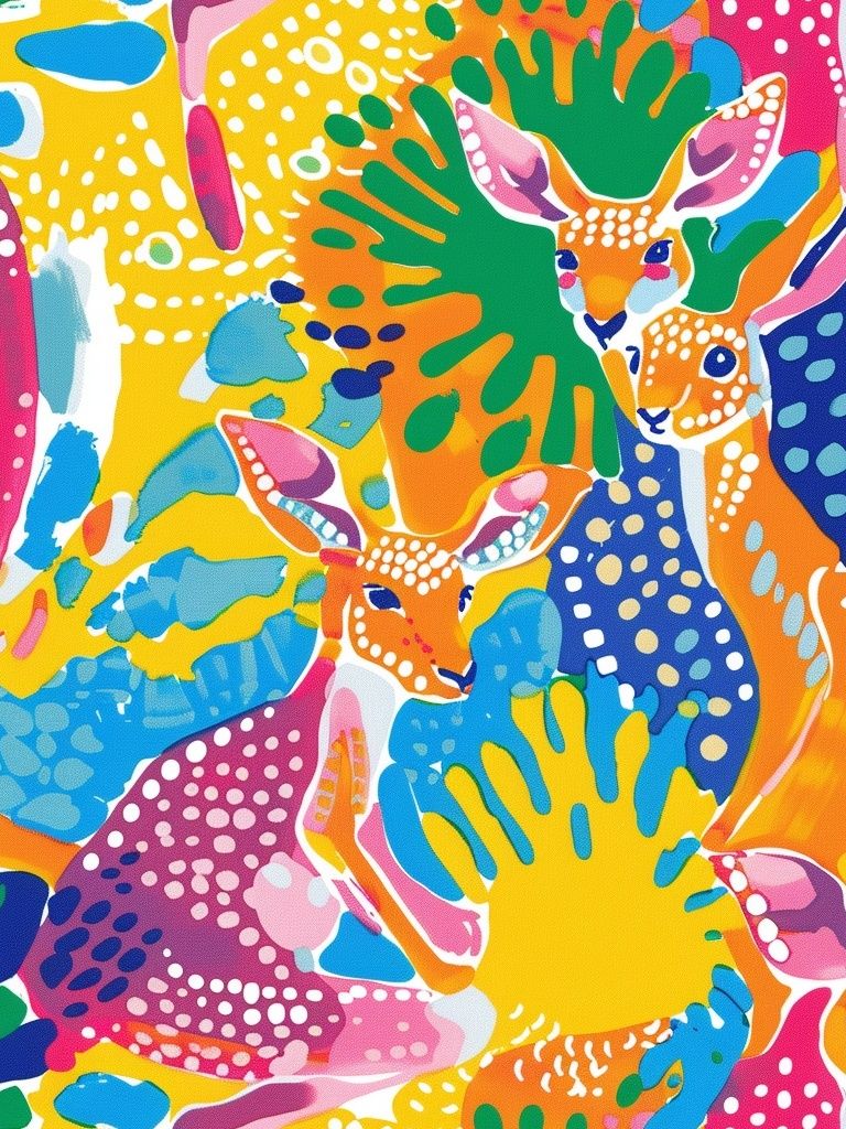 Colorful Deer Pattern Poster. poster detail