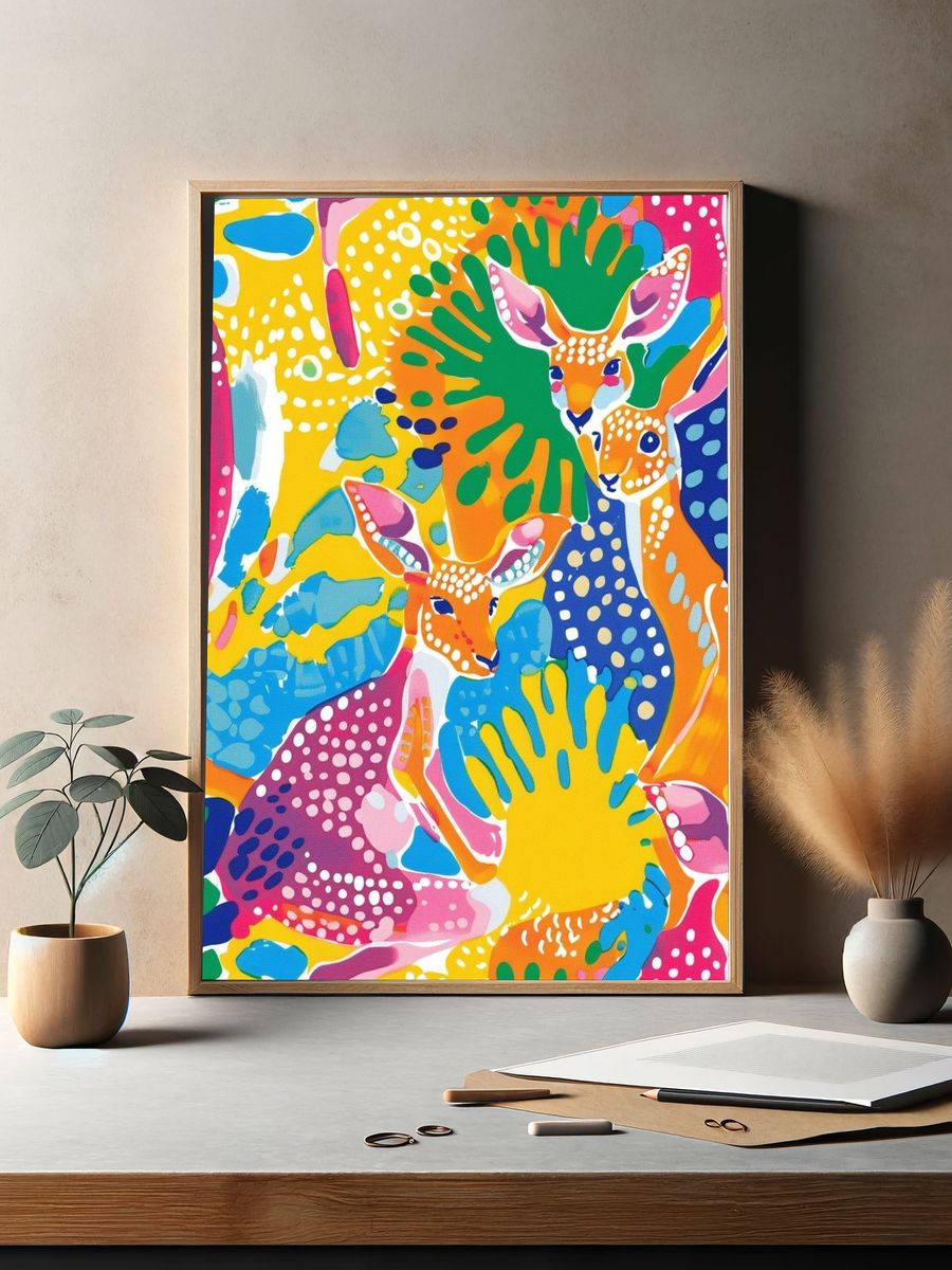 Colorful Deer Pattern Poster. — room view 2