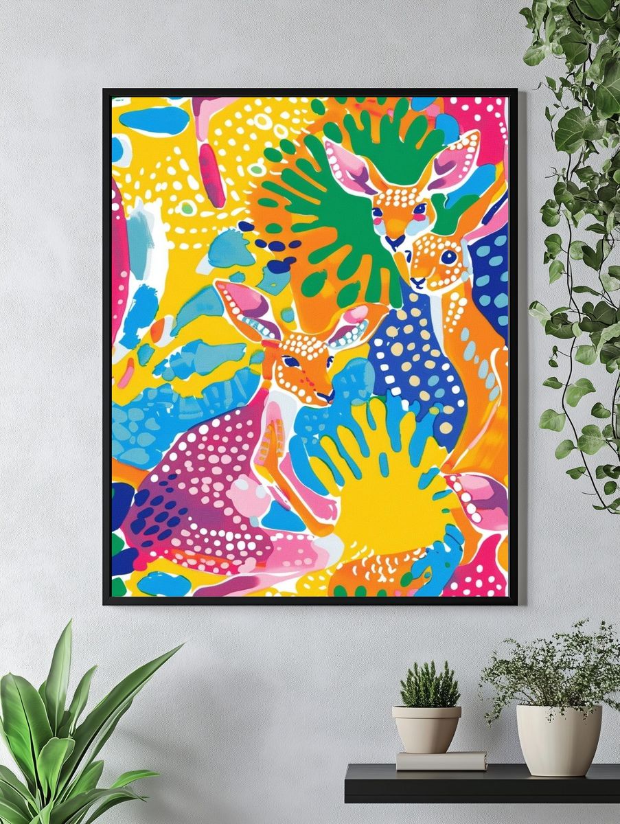 Colorful Deer Pattern Poster. — room view 4