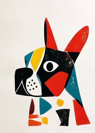 Abstract Dog Portrait Print. poster