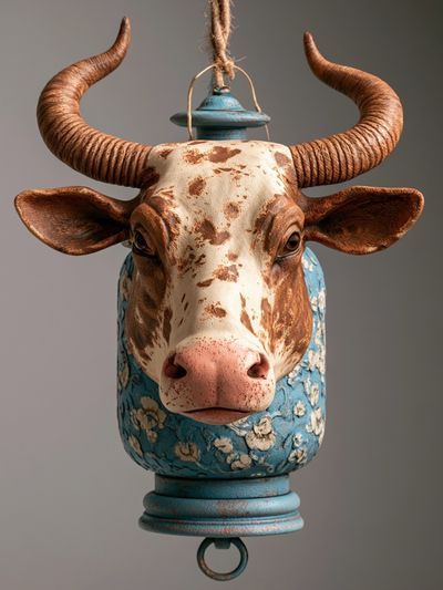 Decorative Cow Head Illustration Poster. poster
