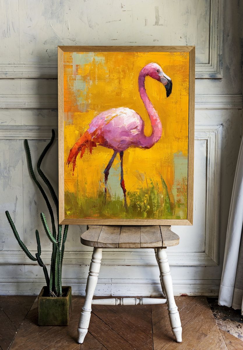 Pink Flamingo Contemporary Print. — room view 1