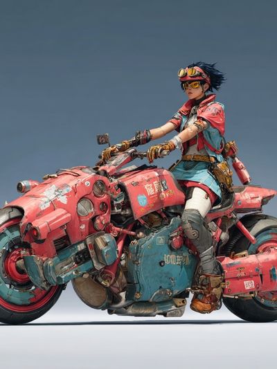 Cyberpunk Rider Motorcycle Print. poster